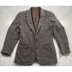 VTG 70s JCPenney Gentry The Trimmer Fit Blazer Mens 40L Brown Wool Herringbone